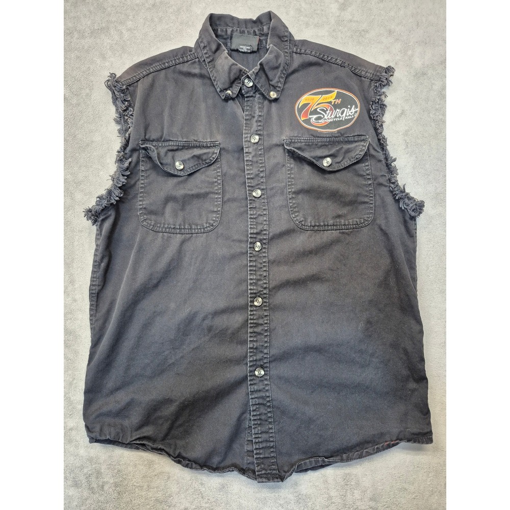 Hot Leathers Sturgis 75th Rally 2015 Mens L Sleeveless Shirt Biker Motorcycle